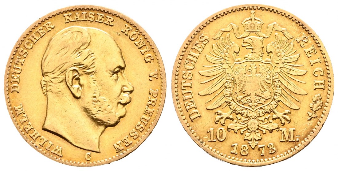 PEUS 2170 Kaiserreich - Preußen 3,58 g Feingold. Wilhelm I. (1861 - 1888) 10 Mark GOLD 1873 C Frankfurt Sehr schön