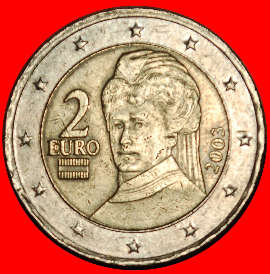  Ⰶ BERTHA VON SUTTNER 1843-1914: AUSTRIA★ 2 EUROS 2003 PHALLIC TYPE 2002-2006★LOW START ★ NO RESERVE!   