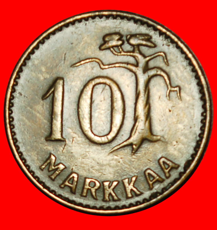  Ⰶ PINE TREE (1952-1962): FINLAND ★ 10 MARKS 1955H DIE B!★LOW START★NO RESERVE!   