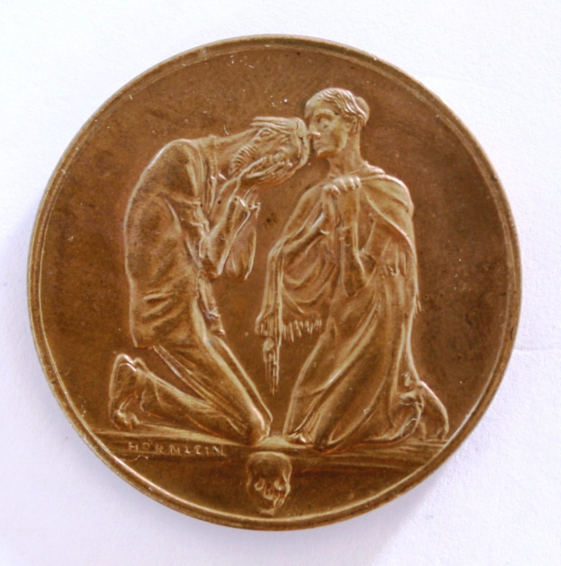  Inflationsmedaille Hunger leidendes altes Ehepaar Preise Februar 1923 ss-vz Sachsen Denkmal Hunger   