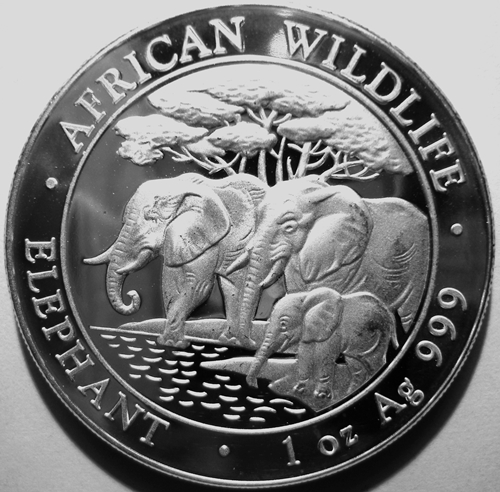  Somalia 100 Shillings 2013, Elephant, Ag .999, 1 Oz   