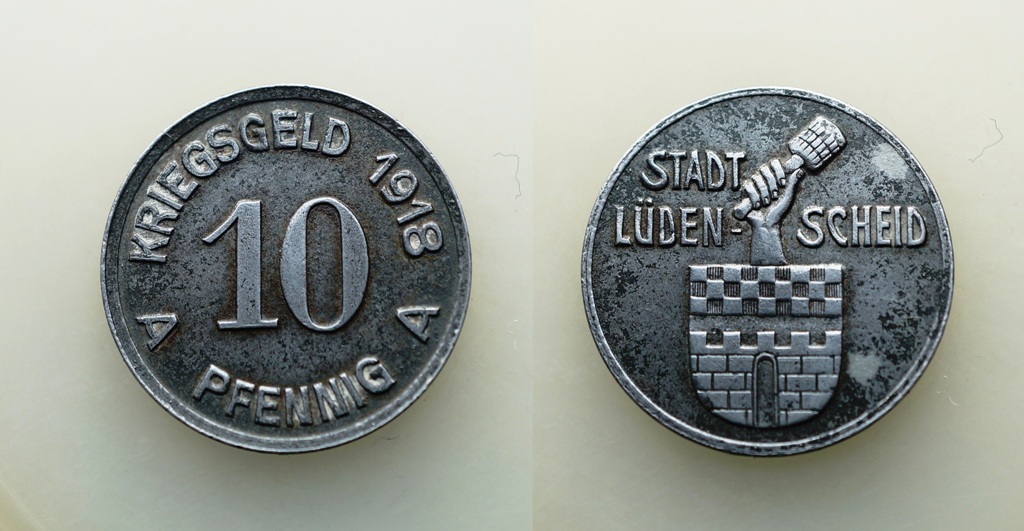  Notgeld, Lüdenscheid, 10 Pfennig 1918, Eisen   