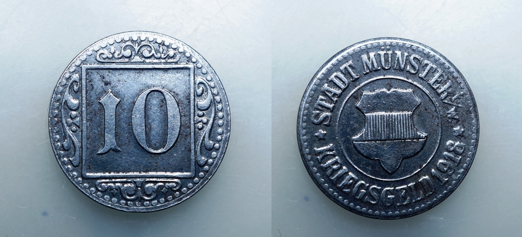  Notgeld, Münster, 10 Pfennig 1918, Eisen   