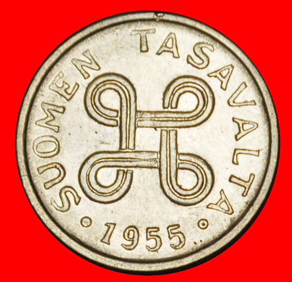  Ⰶ CROSS (1952-1962): FINLAND ★ 1 MARK 1955 MINT LUSTRE! ★LOW START★NO RESERVE!   