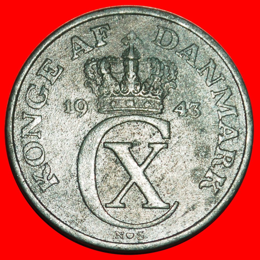  Ⰶ OCCUPATION BY GERMANY (1941-1945): DENMARK★5 ORE 1943! CHRISTIAN X 1912-1947★LOW START★NO RESERVE!   