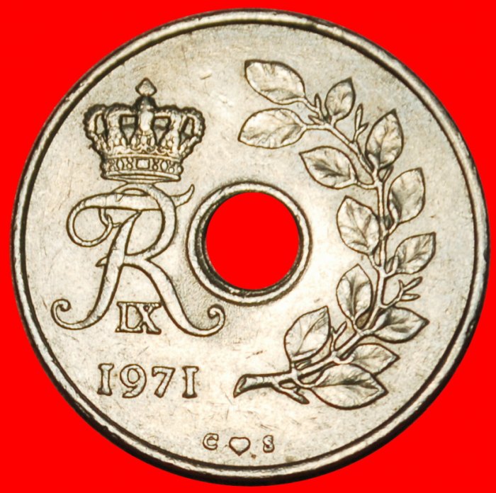  Ⰶ MONOGRAMM (1966-1972): DÄNEMARK★25 OERE 1971 VZGL STEMPELGLANZ! FREDERIK IX. (1899-★OHNE VORBEHALT   