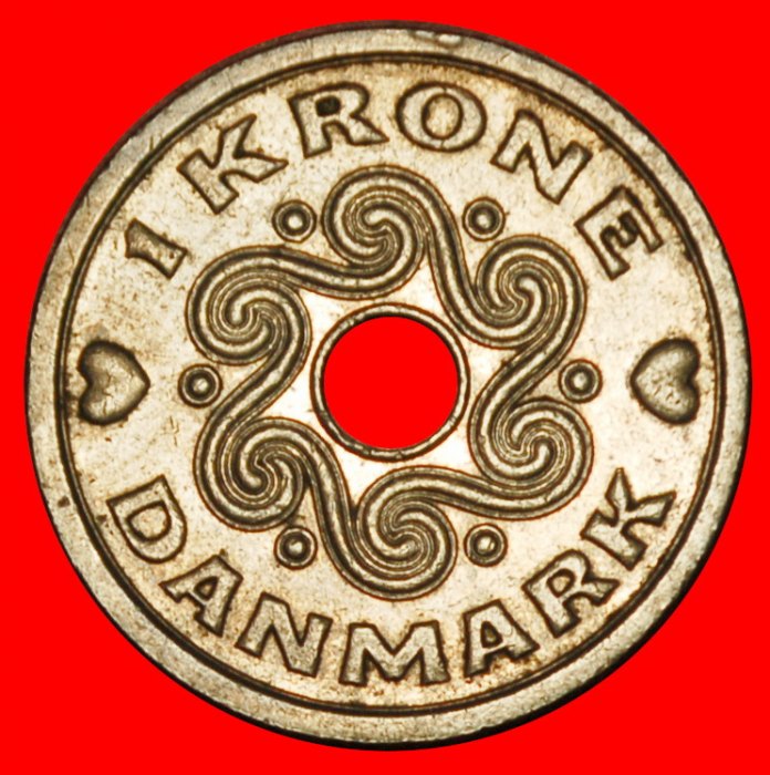  Ⰶ HERZEN (1992-2023): DÄNEMARK ★ 1 KRONE 1995! MARGRETHE II. (1972-)★OHNE VORBEHALT   