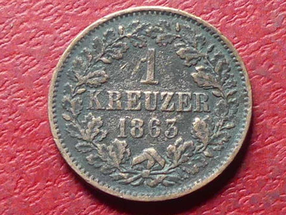  Alte Münze Baden 1 Kreuzer 1865 Friedrich I   