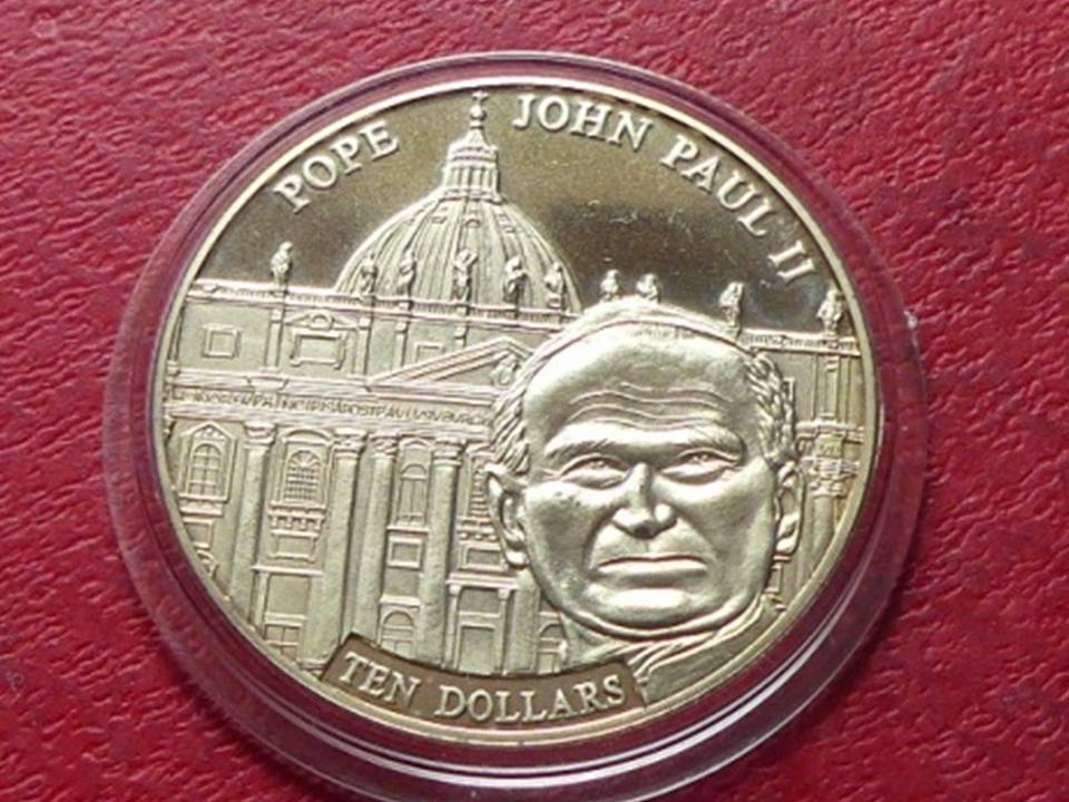  Liberia 10 Dollars 2005 mit Papst Johannes Paul II, Top-Erhaltung   