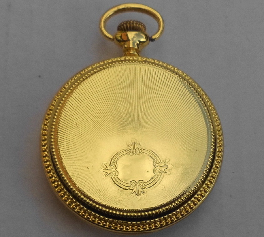  Taschenuhr mit Wappen auf dem Deckel zum Gravieren 45mm goldfarbig Quarzwerk NEU !   