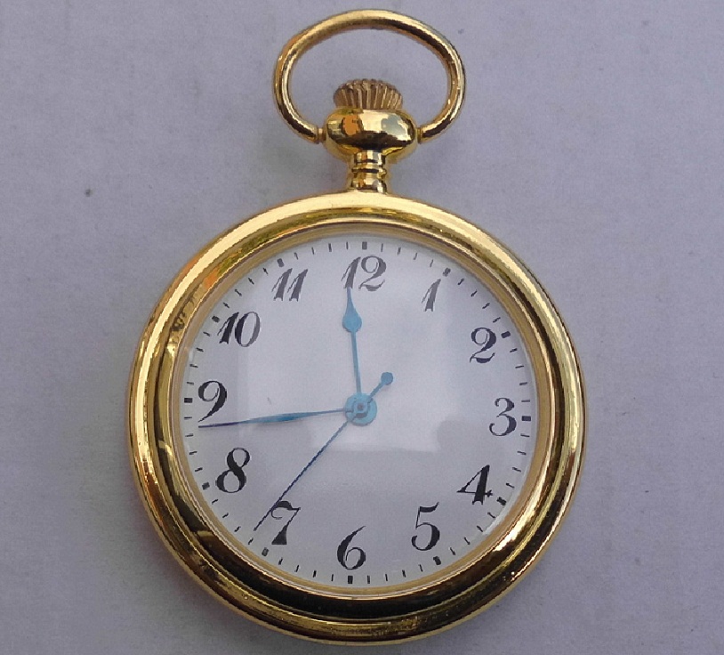  Taschenuhr Deckel mit Motivgravur Taube auf Blumenzweig 40mm goldfarbig Quarzwerk NEU !   