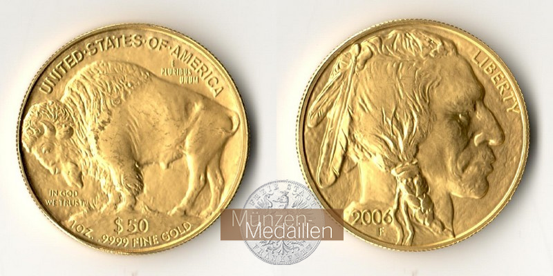 USA MM-Frankfurt Feingold: 31,1g 50 Dollars - Buffalo 2006 