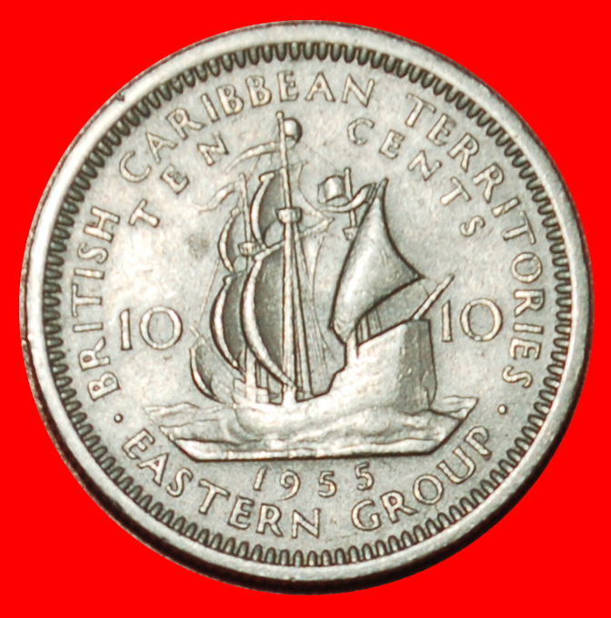  Ⰶ GREAT BRITAIN (1955-1965):CARIBBEAN★10 CENTS 1959! SHIP Drake (1542-1596) LOW START! ★ NO RESERVE!   