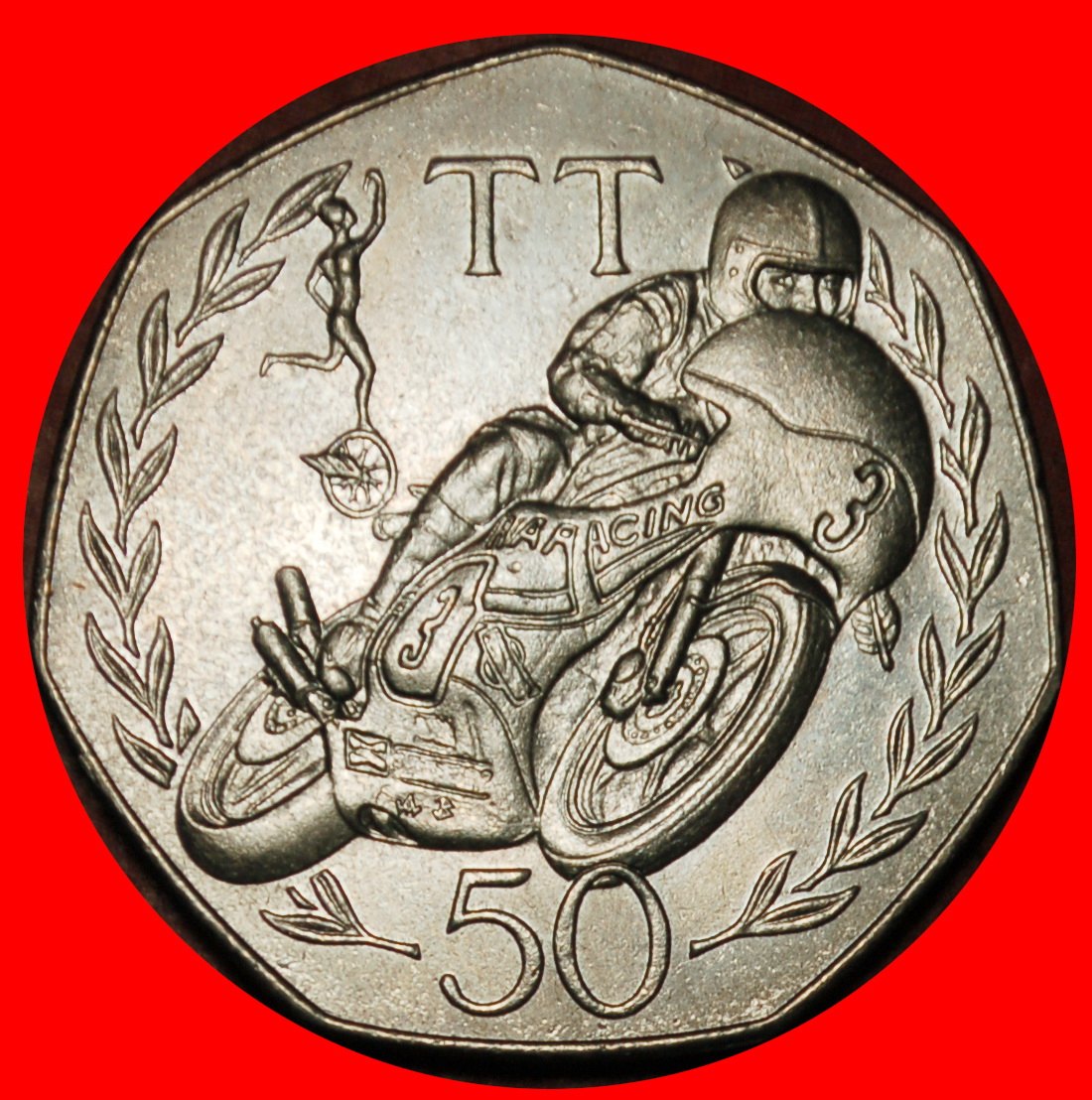  Ⰶ GROSSBRITANNIEN FEHLER: INSEL MAN★ 50 PENCE 1981AB MOTORRAD ELISABETH II 1953-2022★OHNE VORBEHALT!   