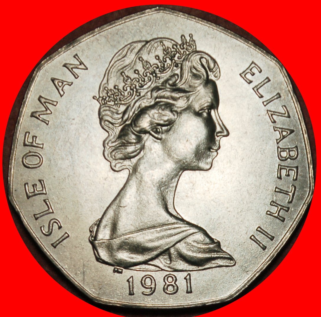  Ⰶ GROSSBRITANNIEN FEHLER: INSEL MAN★ 50 PENCE 1981AB MOTORRAD ELISABETH II 1953-2022★OHNE VORBEHALT!   