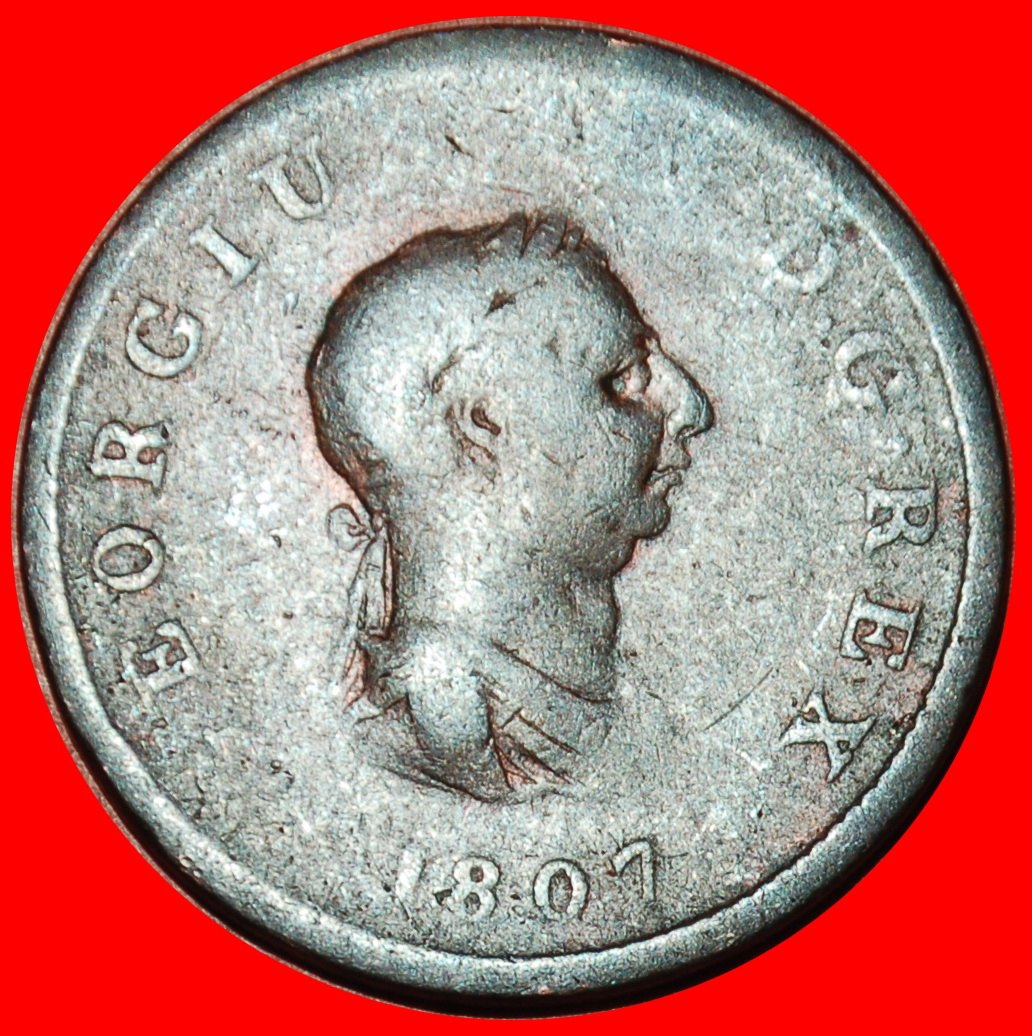  Ⰶ HERRIN DER SEEN (1806-1807):GROSSBRITANNIEN★1/2 PENNY 1807! GEORG III. (1760-1820)★OHNE VORBEHALT!   