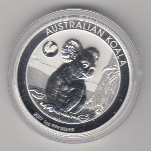  Australien, 1 Dollar 2017, Koala mit Privy Hahn, 1 unze oz Silber   