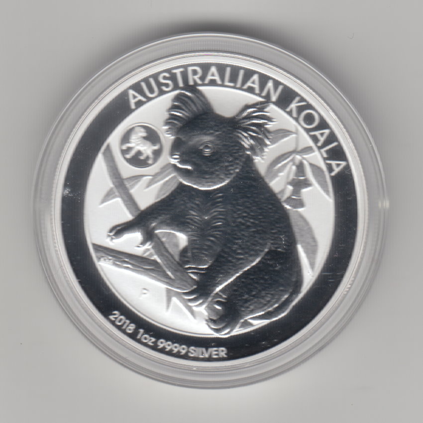  Australien, 1 Dollar 2018, Koala mit Privy Hund, 1 unze oz Silber   