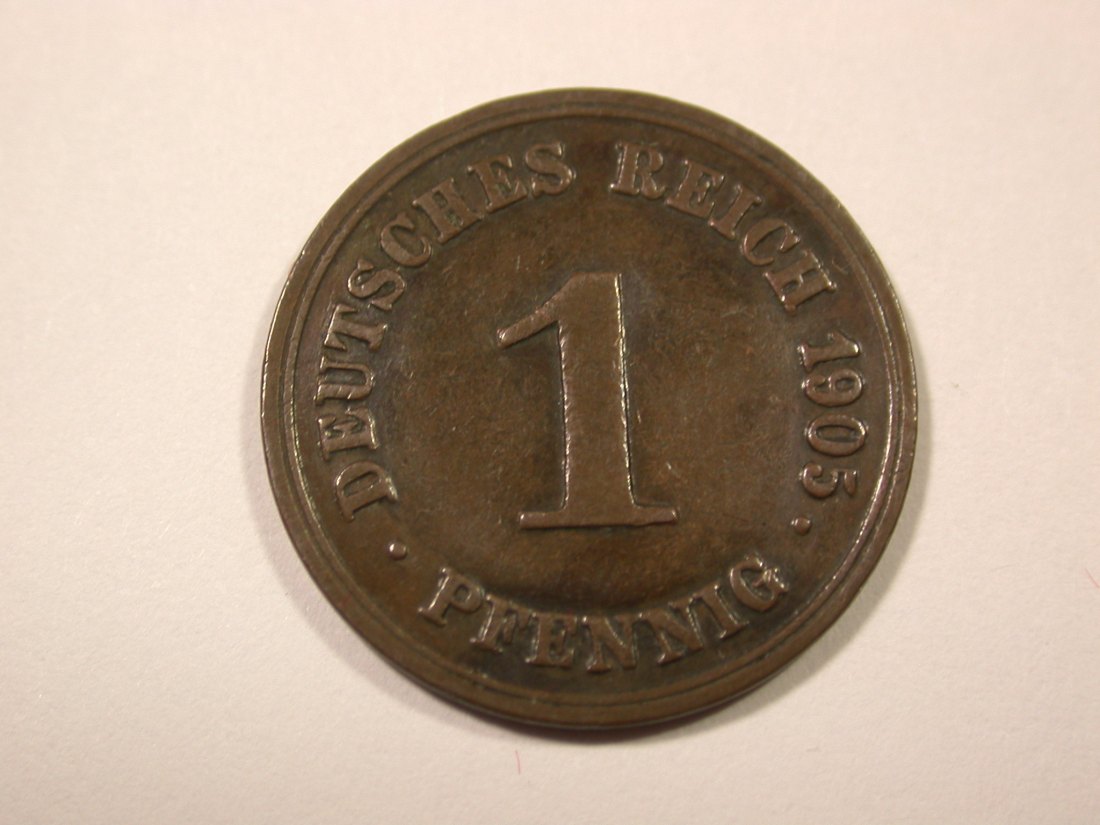  I6 KR  1 Pfennig 1905 G in ss  Originalbilder   