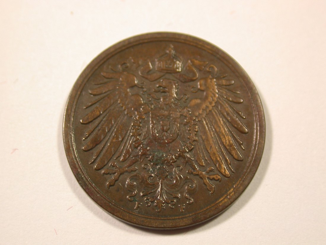  I6 KR  2 Pfennig 1913 F in ss Originalbilder   