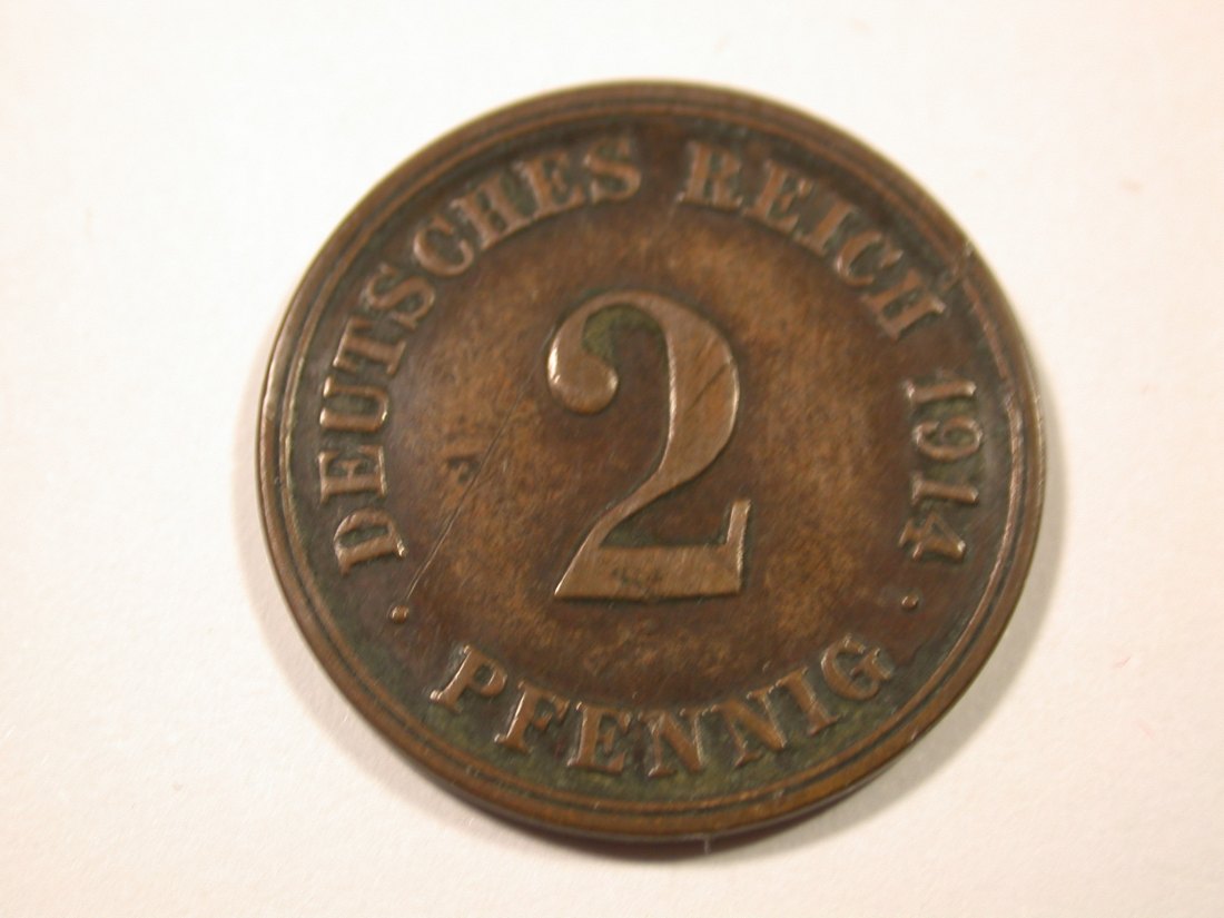  I6 KR  2 Pfennig 1914 E in ss  Originalbilder   