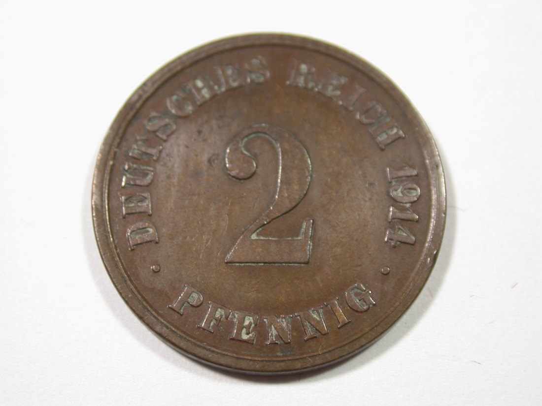  I6 KR  2 Pfennig 1914 J in ss  Originalbilder   