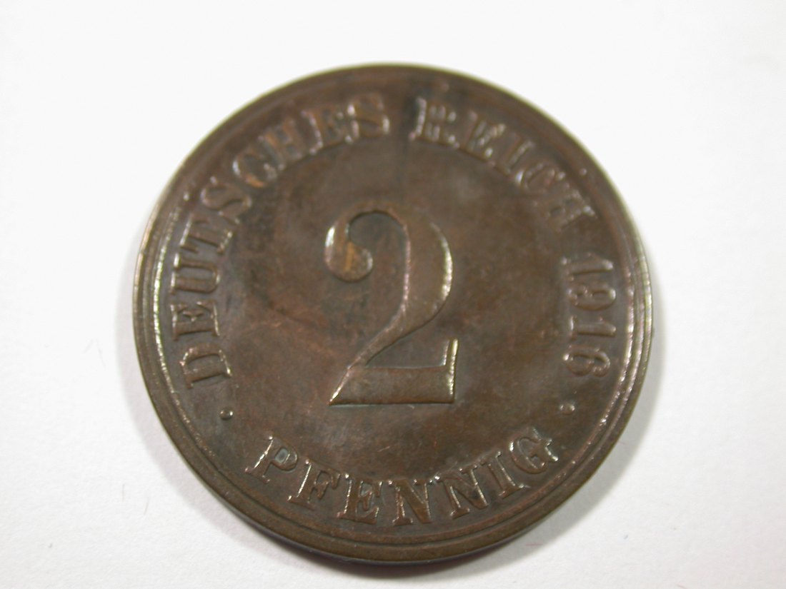  I6 KR  2 Pfennig 1916 A in ss+  Originalbilder   