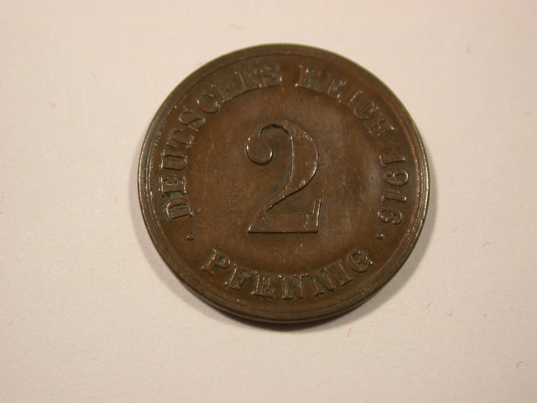  I6 KR  2 Pfennig 1916 E in ss  Originalbilder   