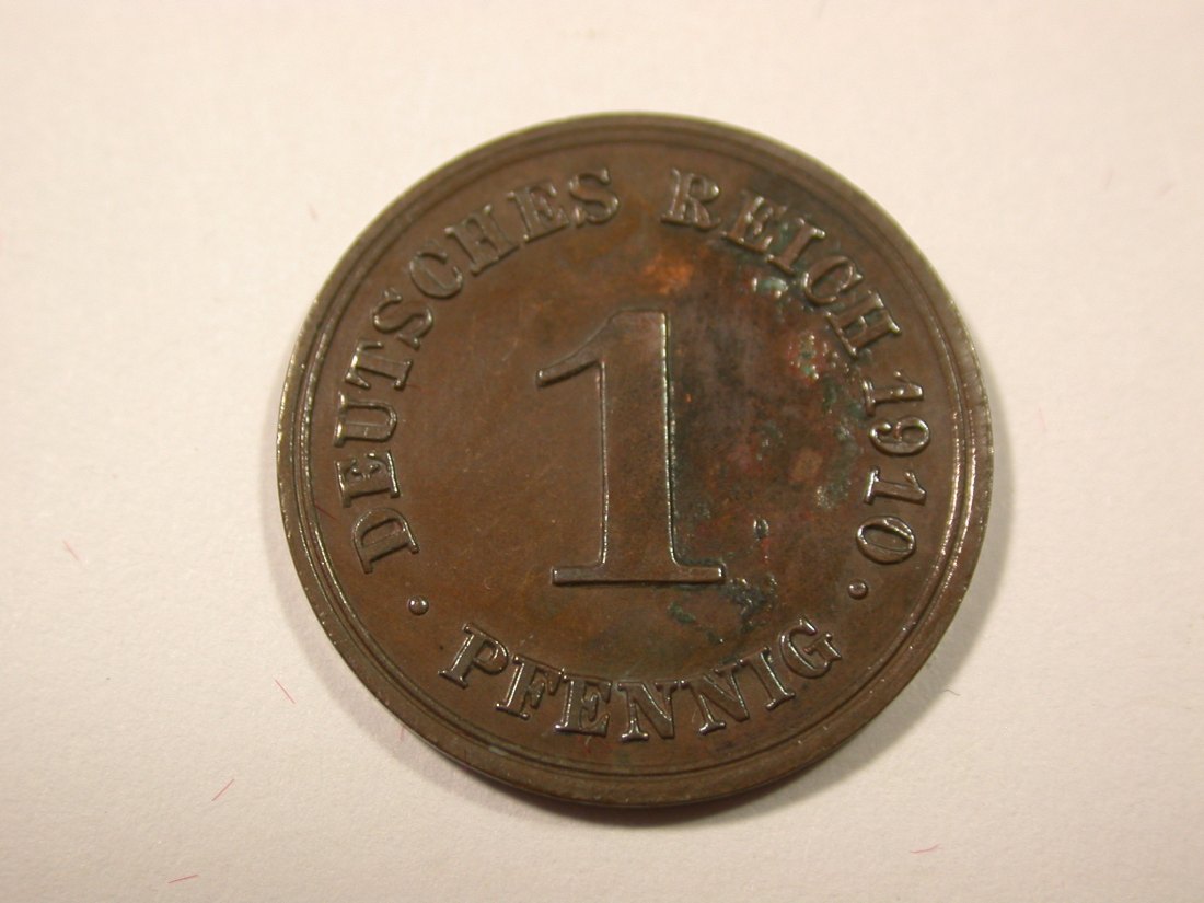  I6 KR  1 Pfennig 1910 F in ss/ss-vz  Originalbilder   