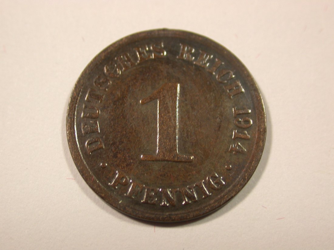  I6 KR  1 Pfennig 1914 A in ss  Originalbilder   