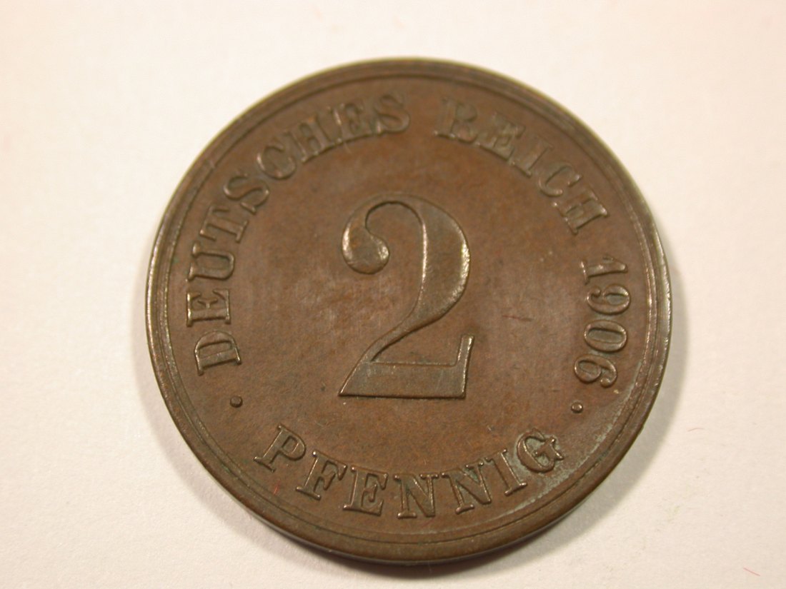  I6 KR  2 Pfennig 1906 E in ss/ss-vz   Originalbilder   