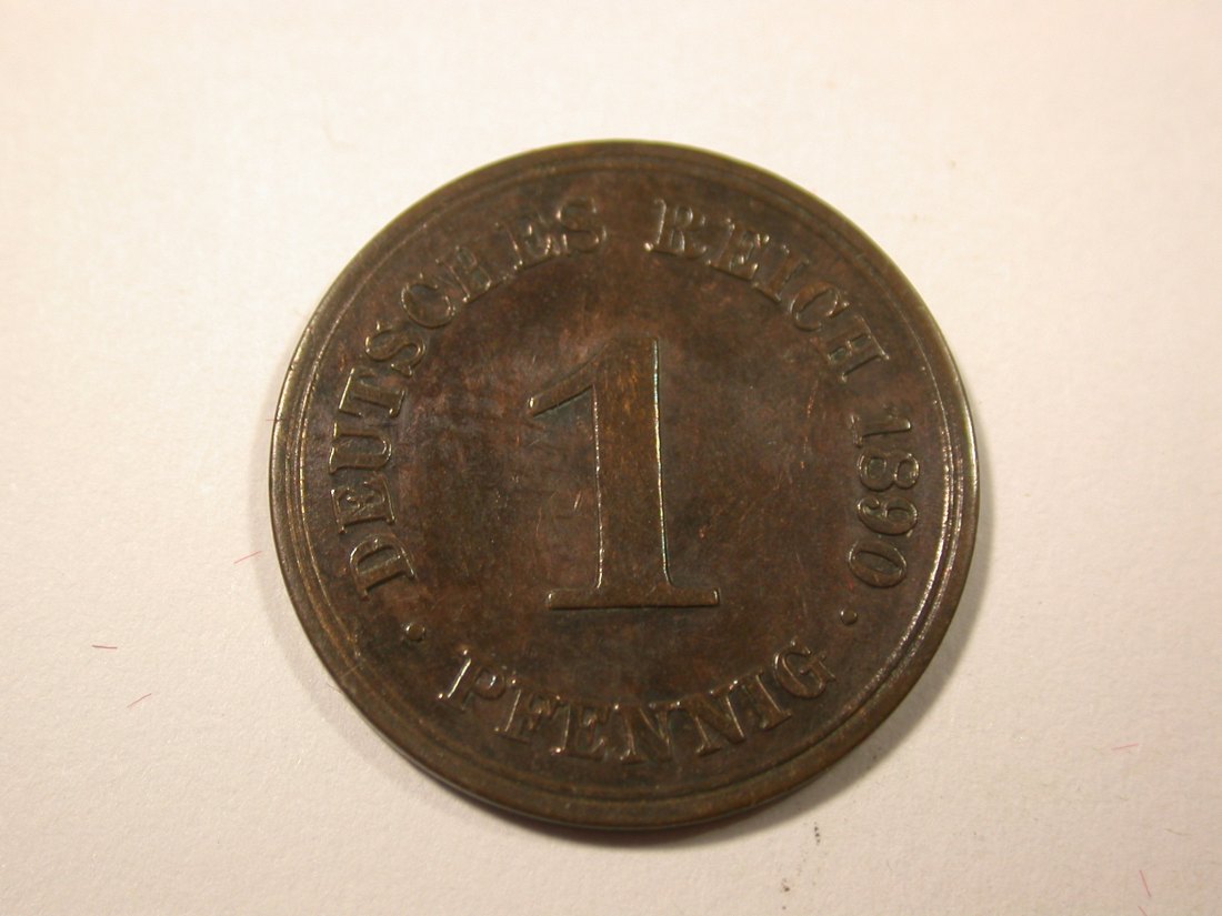  I6 KR  1 Pfennig 1890 A in f.ss  Originalbilder   