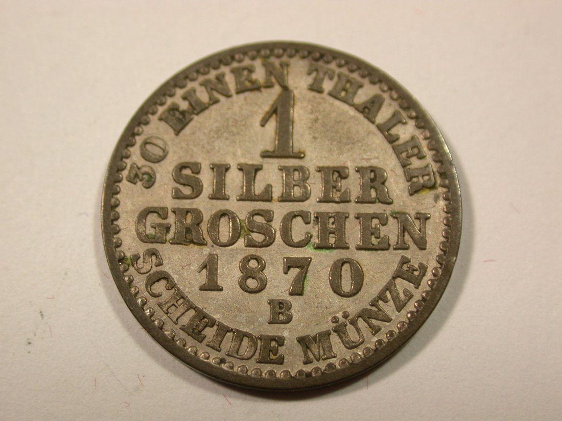  I6 Preussen  1 Silbergroschen  1870 B in vz+/vz-st  Originalbilder   