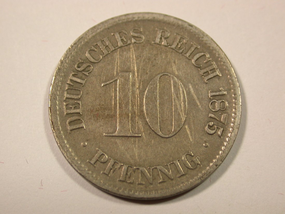  I6  KR  10 Pfennig 1875 F in ss/ss+  Originalbilder   