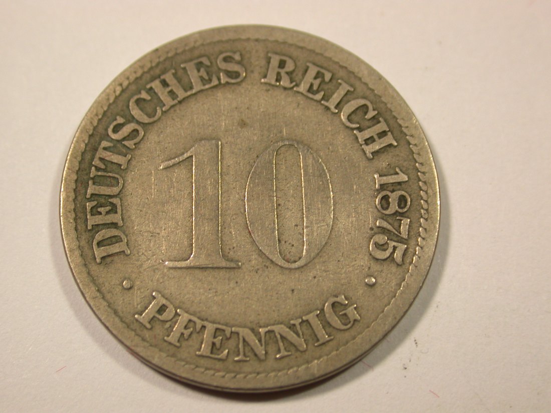  I6  KR  10 Pfennig 1875 H in s/ss  Originalbilder   