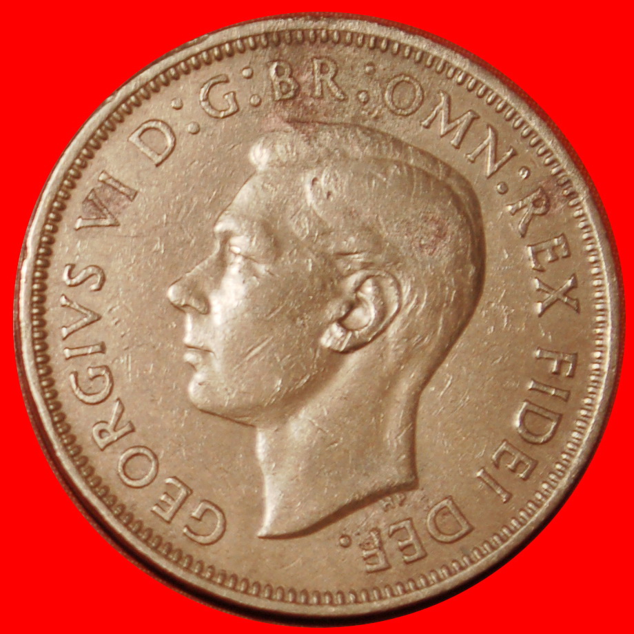  Ⰶ SHIP WITHOUT INDIA: GREAT BRITAIN ★ HALF PENNY 1949 GEORGE VI (1937-1952)! LOW START ★ NO RESERVE!   