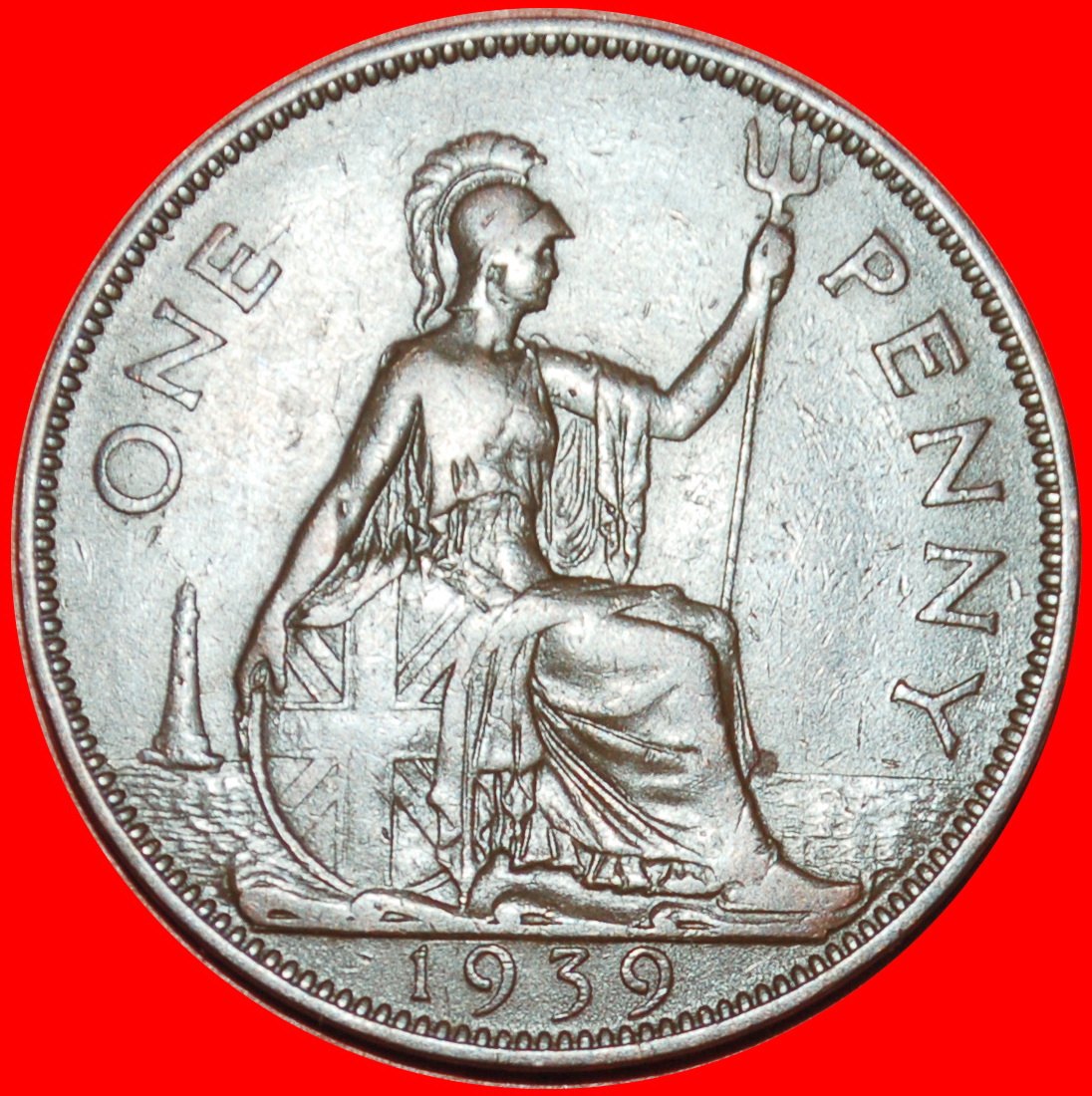  Ⰶ HERRIN DER SEEN MIT INDIEN: GROSSBRITANNIEN ★ PENNY 1939 GEORG VI. (1937-1952)!  OHNE VORBEHALT!   