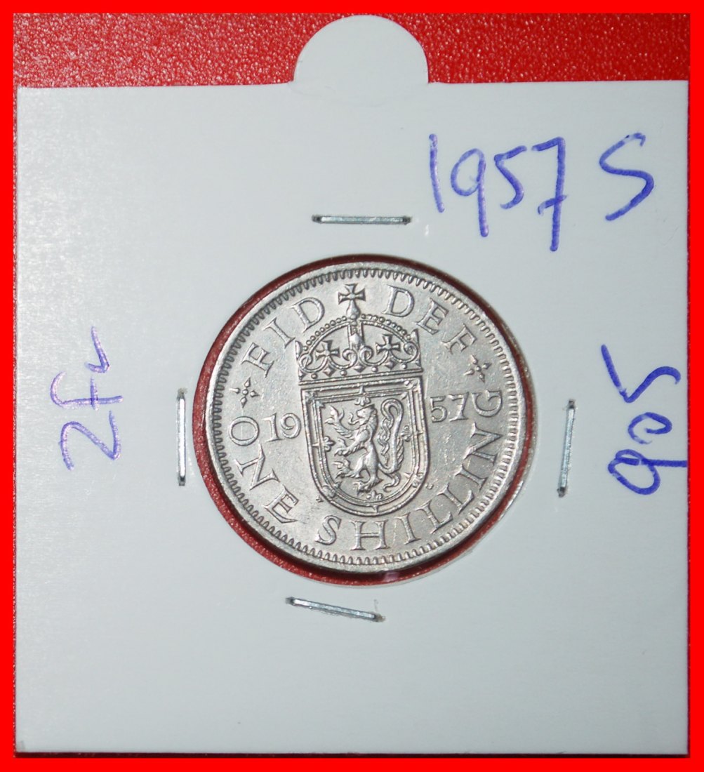  Ⰶ SCOTTISH CREST (1954-1970): GREAT BRITAIN★1 SHILLING 1957 UNCOMMON! HOLDER★LOW START ★ NO RESERVE!   