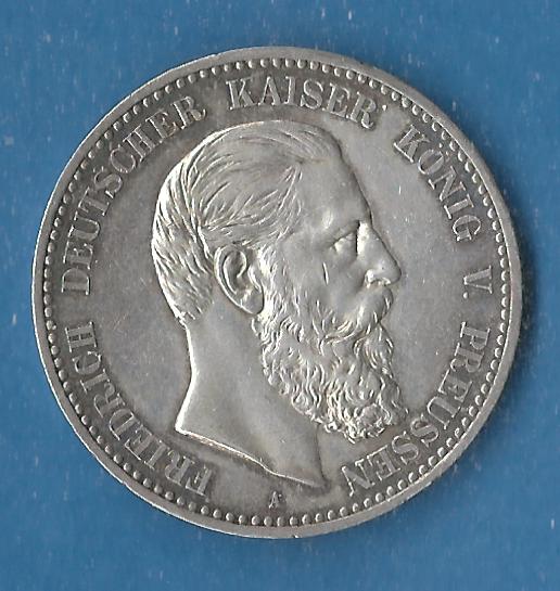  Preußen 5 Mark Friedrich III 1888 vz Münzenankauf Koblenz Frank Maurer AF804   