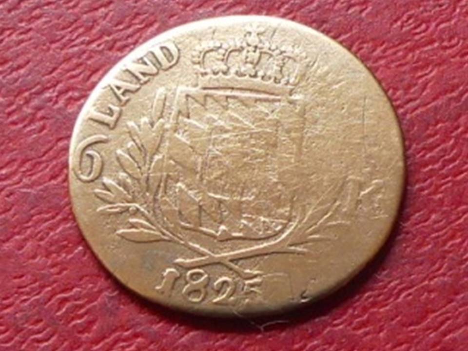  Silbermünze 6 Kreuzer Bayern 1825 Max I Joseph, 2,6 Gramm   