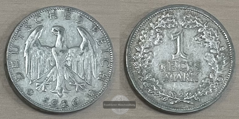  Deutschland, Weimarer Republik 1919-1933.  Reichsmark 1926 A  FM-Frankfurt Feinsilber: 2,5g   