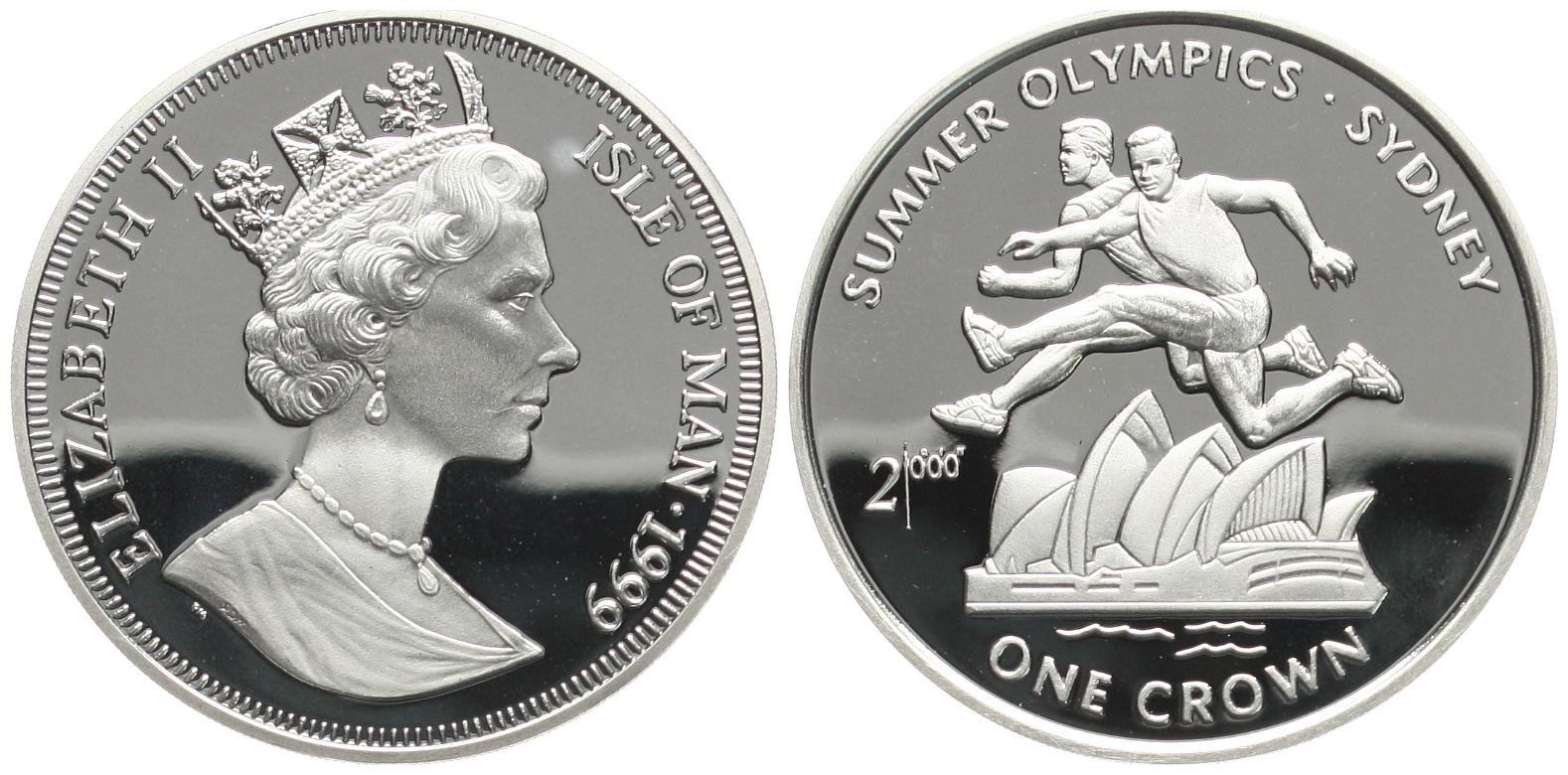  Isle of Man: Elisabeth II., One Crown 1999, Ol-Sidney, 28,28 gr. 925er Silber, pp!   