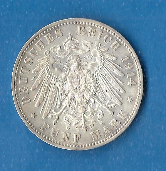  Bayern 5 Mark Ludwig III 1914 ss-vz rar Münzenankauf Koblenz Frank Maurer AF806   