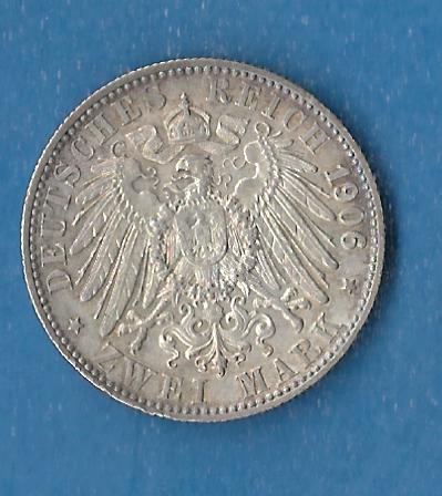  Wuerttemberg 2 Mark Wilhelm II 1906 vz  Münzenankauf Koblenz Frank Maurer AF808   