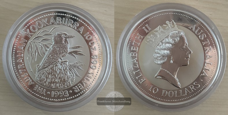  Australien  10 Dollar 1993 Kookaburra  FM-Frankfurt  Feinsilber: 311g   