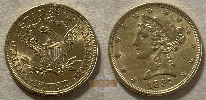 USA  5 Dollar MM-Frankfurt   Feingold: 7,52g Half Eagle - Liberty Head 1897 