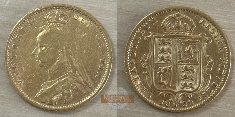 Grossbritannien, Victoria 1837-1901. MM-Frankfurt Feingold: 7,32g Sovereign Wappentyp 1892 