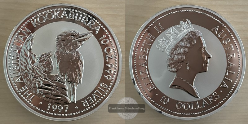  Australien  10 Dollar 1997 Kookaburra  FM-Frankfurt  Feinsilber: 311g   