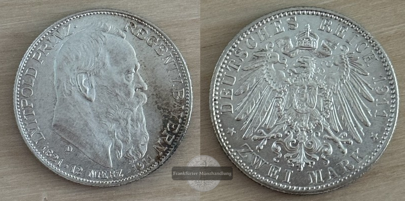  Deutsches Kaiserreich. Bayern, Luitpold  2 Mark  1911 D   FM-Frankfurt Feinsilber: 10g   