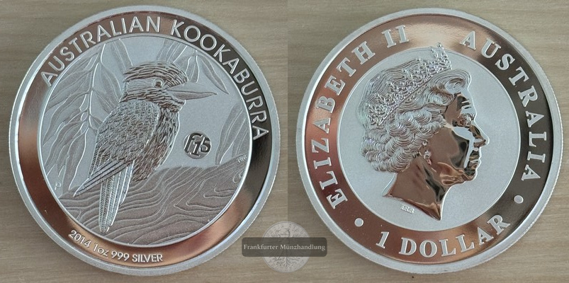  Australien,  1 Dollar 2014  Kookaburra  FM-Frankfurt  Feinsilber: 31,1g   